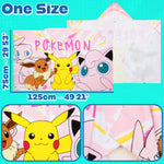 Pokemon Bath Towel with Hood for Kids Teenagers Anime Changing Robe Absorbent Cotton Poncho Towel for Swimming Bath Shower Beach Holiday Essentials (Pink, 6-14 Years) - Get Trend