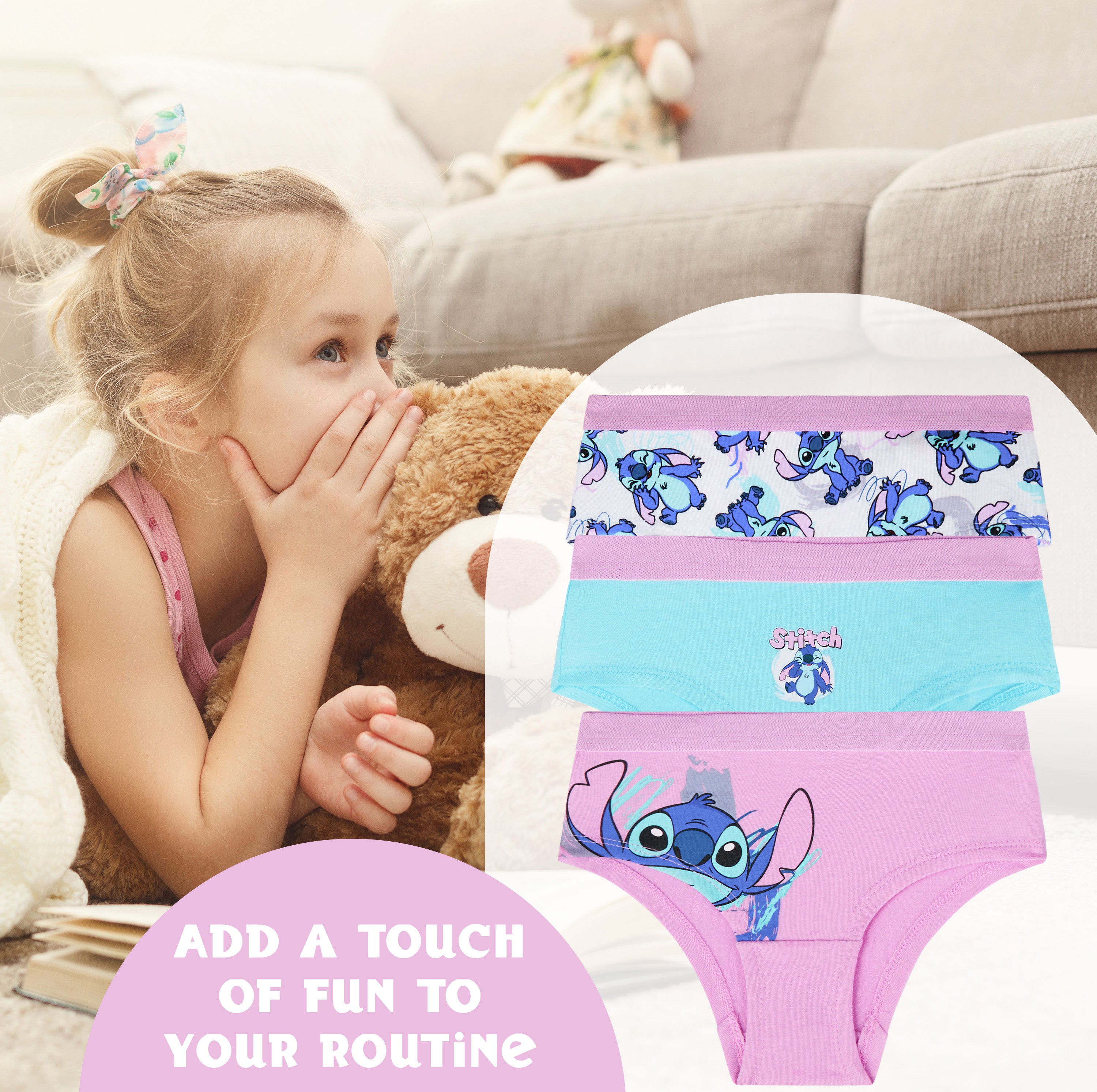 Get Trend Bluey | Stitch Knickers Girls Breathable Cotton Panties Toddlers Teens Underwear Multipack Underpants Girls Gifts - Get Trend