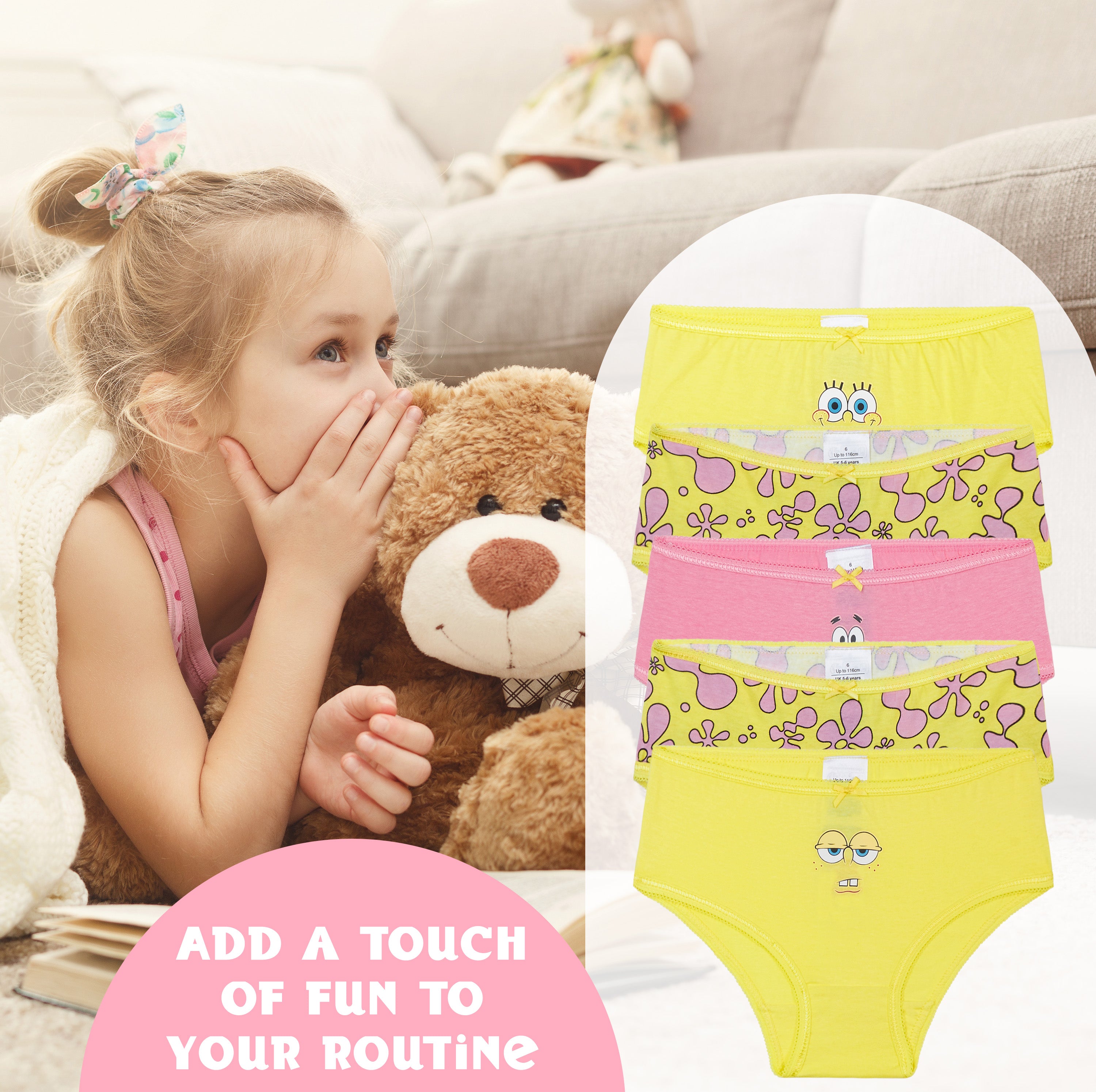 Get Trend | Spongebob Squarepants Knickers Girls Breathable Cotton Panties Toddlers Teens Underwear Multipack Underpants Girls Gifts - Get Trend