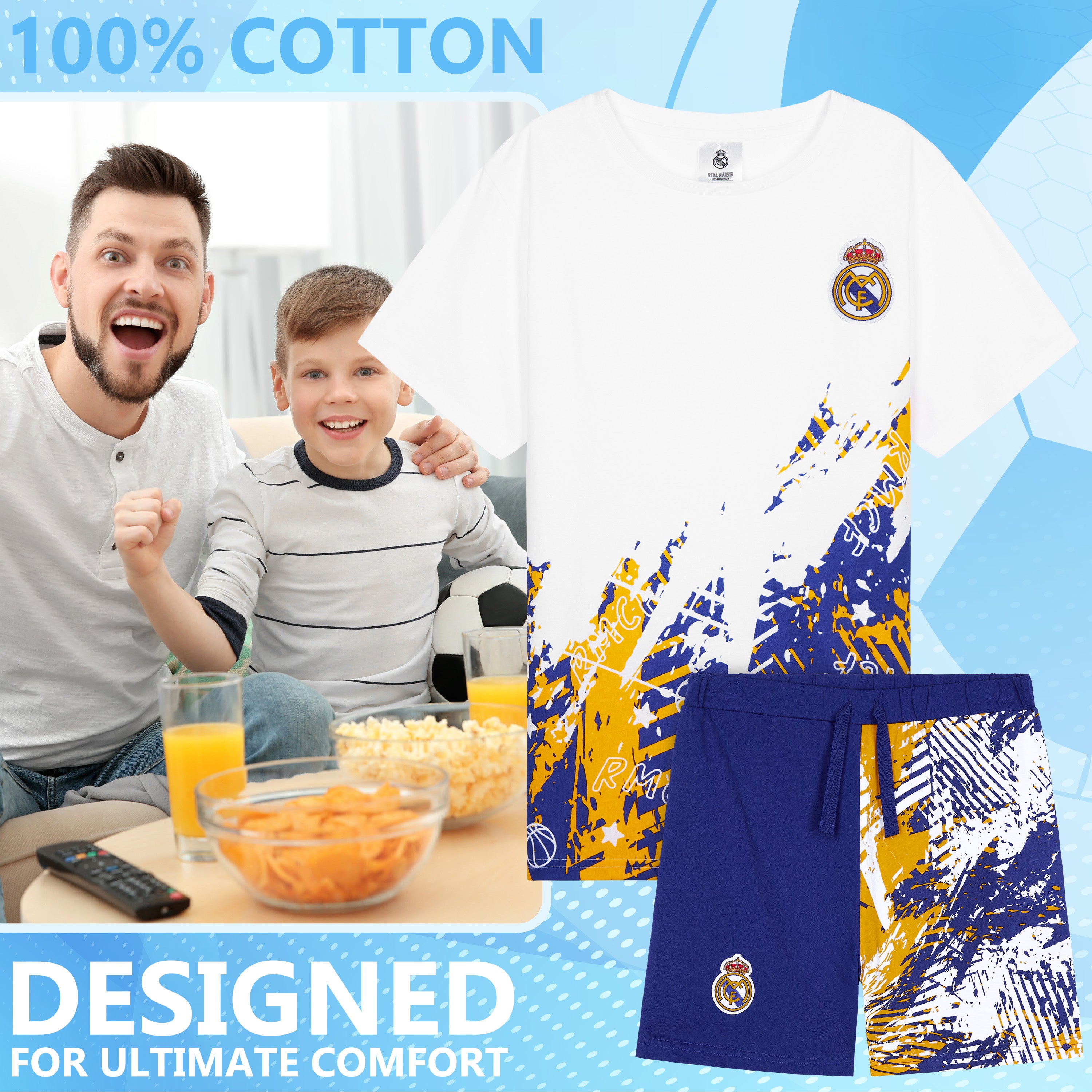 Get Trend Pyjamas for Boys Teens Short Football PJs Set Breathable Nightwear Loungewear Jammies Sleepwear Boys Gifts - Get Trend