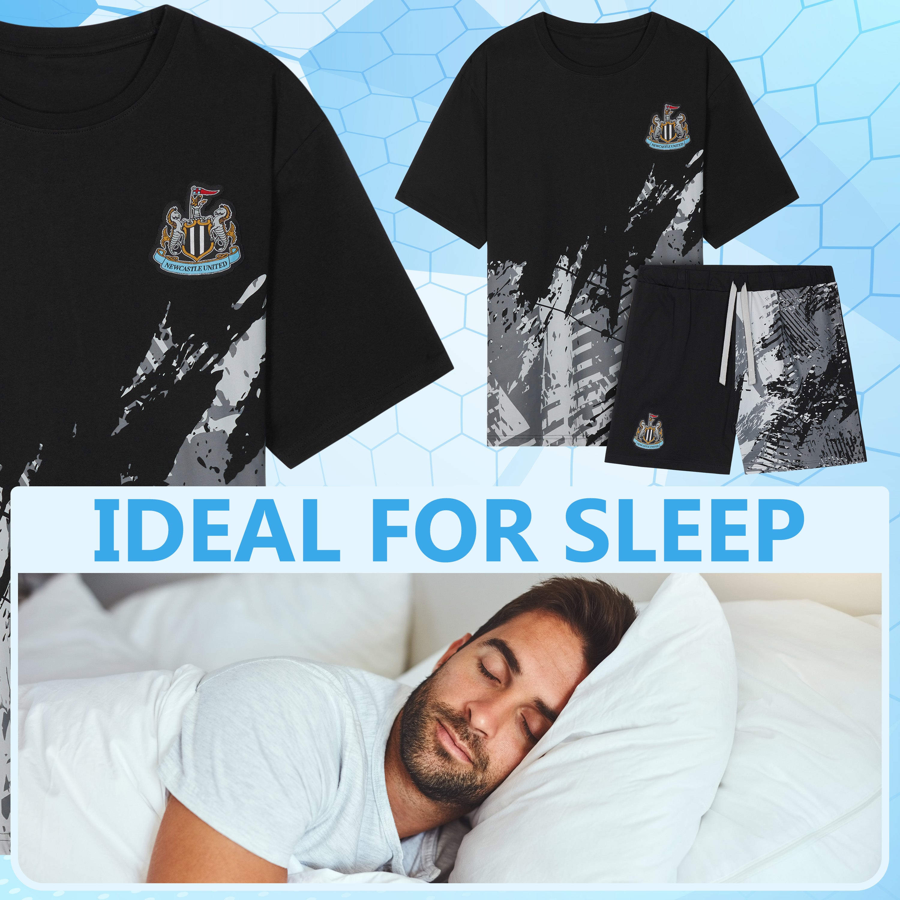 Get Trend Mens Pyjamas Set Short PJs Soft Breathable Nightwear Sleepwear Cosy Summer Lounge Set Football Gifts for Men - Get Trend
