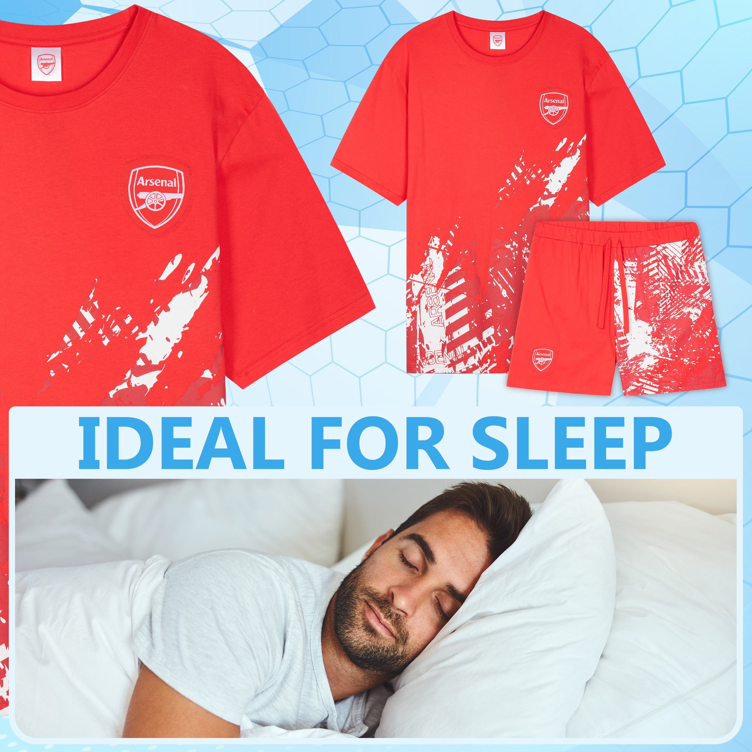 Get Trend Mens Pyjamas Set Short PJs Soft Breathable Nightwear Sleepwear Cosy Summer Lounge Set Football Gifts for Men - Get Trend