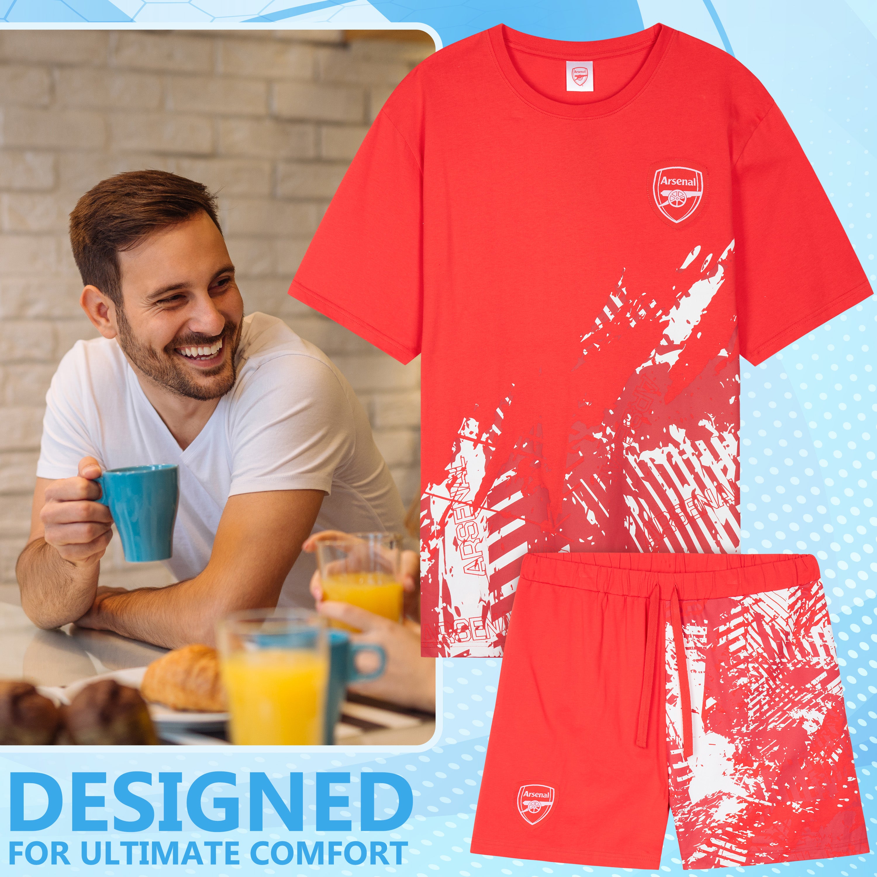 Get Trend Mens Pyjamas Set Short PJs Soft Breathable Nightwear Sleepwear Cosy Summer Lounge Set Football Gifts for Men - Get Trend