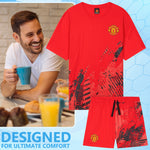 Get Trend Mens Pyjamas Set Short PJs Soft Breathable Nightwear Sleepwear Cosy Summer Lounge Set Football Gifts for Men - Get Trend