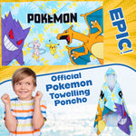 Pokemon Bath Towel with Hood for Kids Teenagers Anime Changing Robe Absorbent Cotton Poncho Towel for Swimming Bath Shower Beach Holiday Essentials (Blue, 6-14 Years) - Get Trend