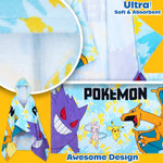 Pokemon Bath Towel with Hood for Kids Teenagers Anime Changing Robe Absorbent Cotton Poncho Towel for Swimming Bath Shower Beach Holiday Essentials (Blue, 6-14 Years) - Get Trend