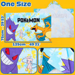 Pokemon Bath Towel with Hood for Kids Teenagers Anime Changing Robe Absorbent Cotton Poncho Towel for Swimming Bath Shower Beach Holiday Essentials (Blue, 6-14 Years) - Get Trend