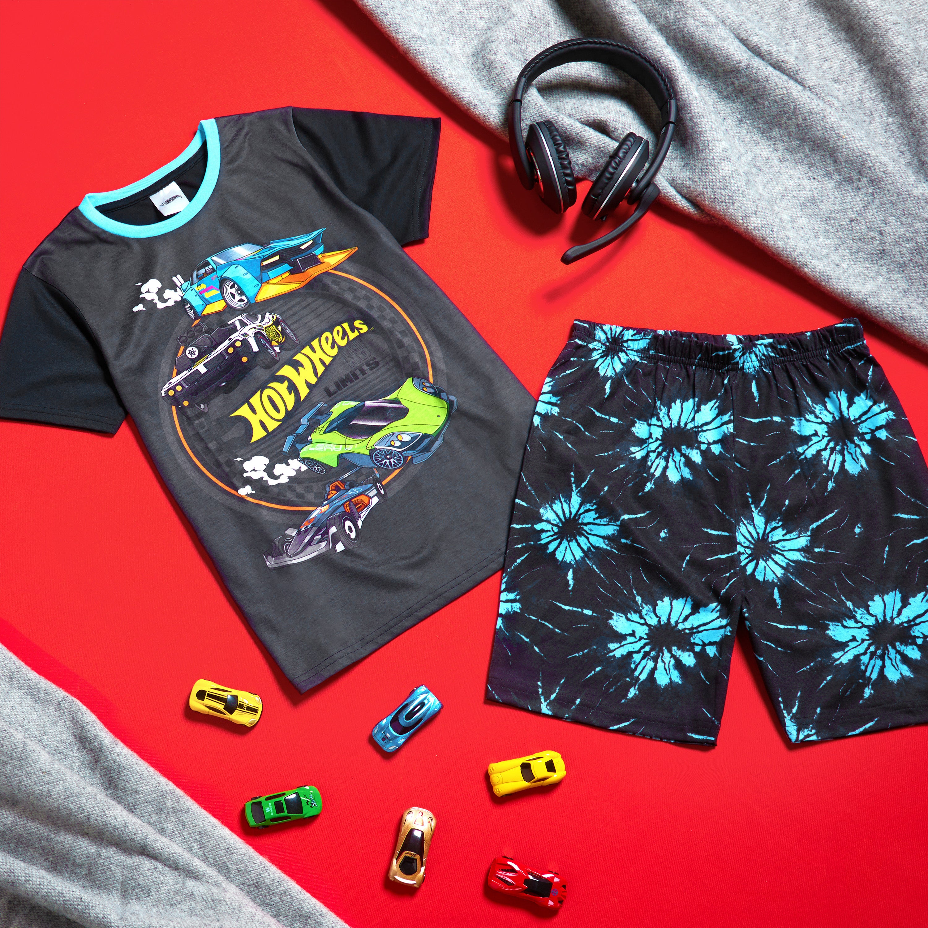 Hot Wheels Boys Pyjamas 2 Piece Summer Nightwear Set Short PJs Soft Breathable Lounge Wear Gifts for Boys - Get Trend