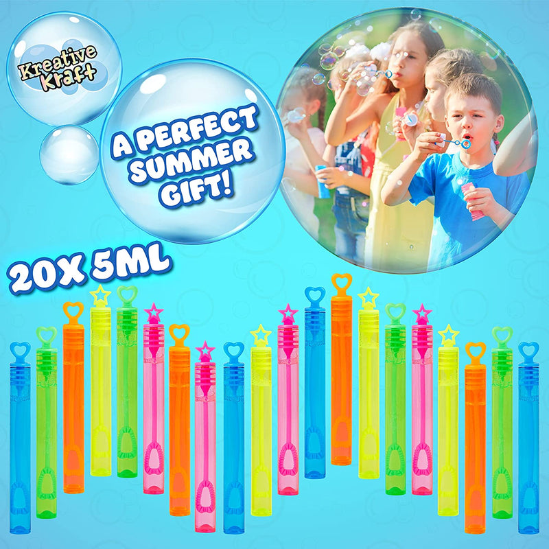 Multipack Bubble Wands for Kids with 5ml of Bubbles -20 Bubble Wands