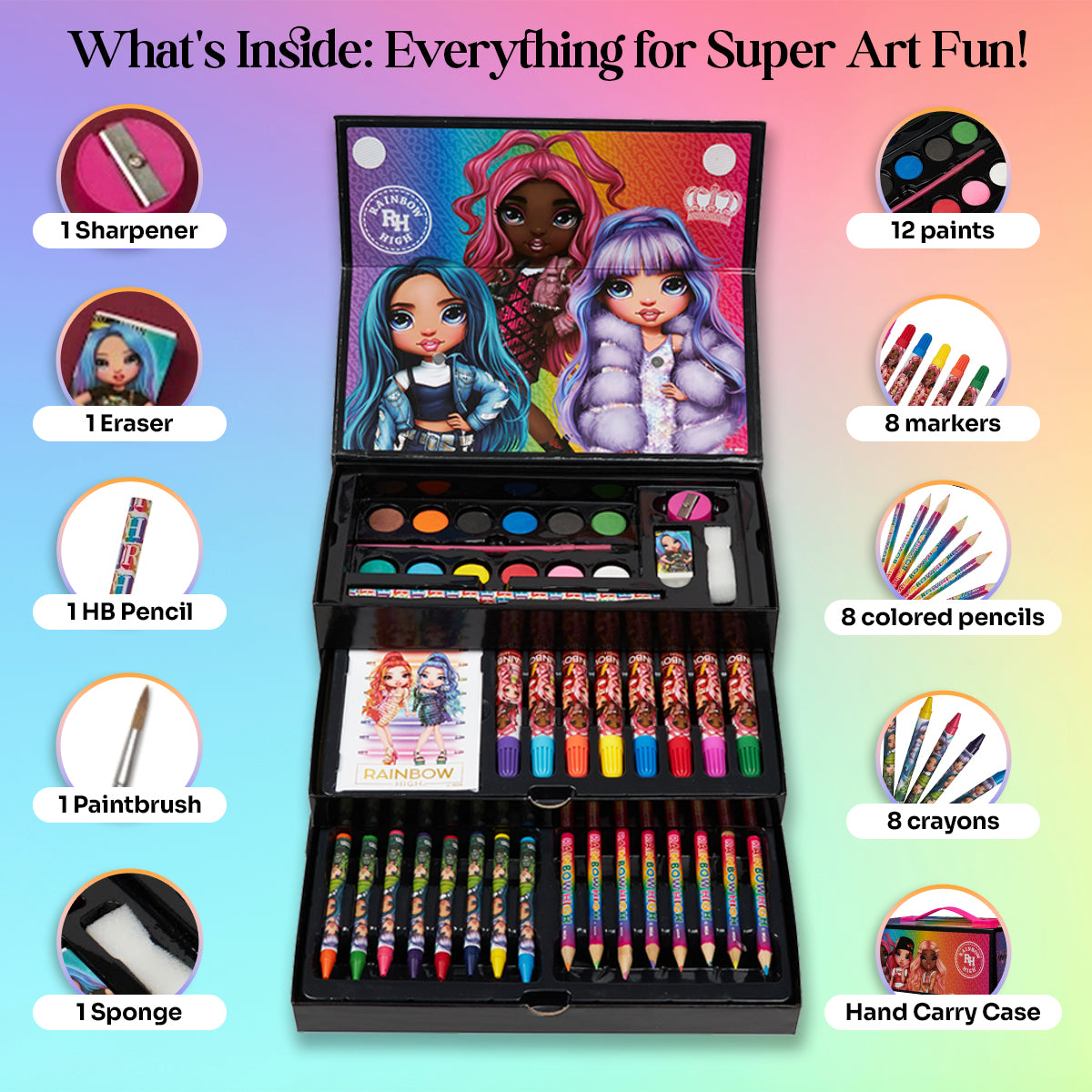 Rainbow High Art Set Kids 40 Plus Pieces Kids Colouring Sets - Get Trend