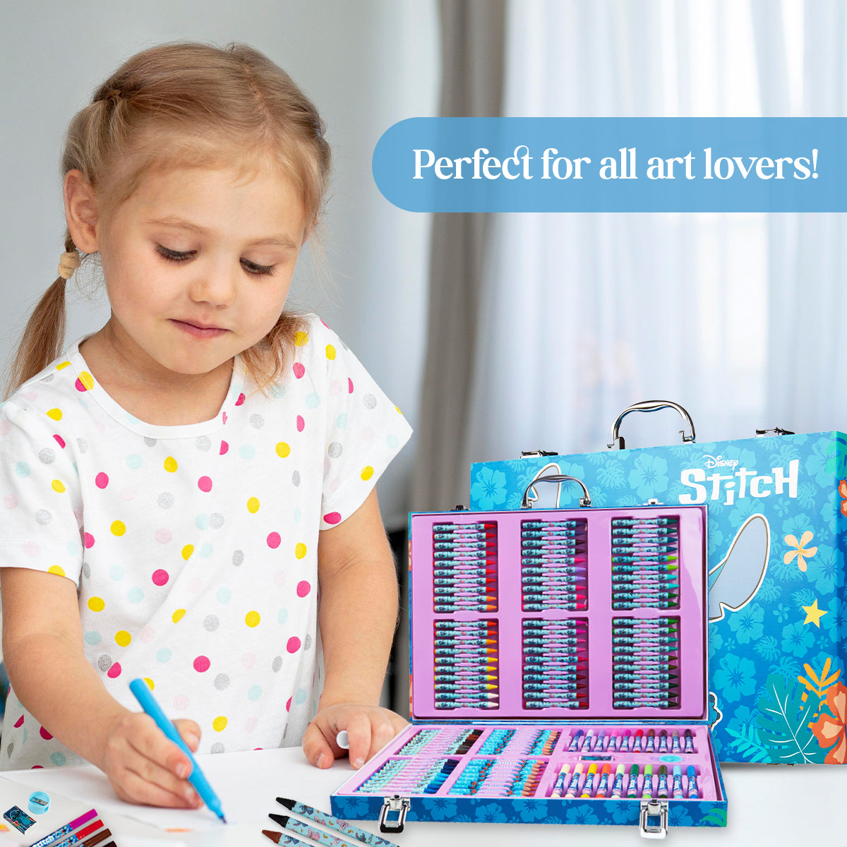 Disney Stitch Art Set for Kids 130+ Pieces  Colouring Pencils - Get Trend