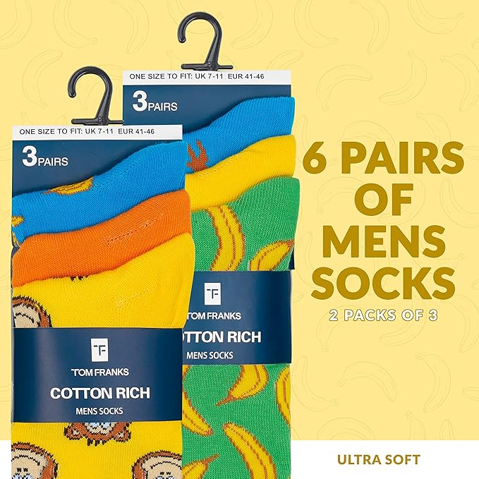 CityComfort Mens Socks Multipack of Funny Socks Men and Teens, Pack of 6 - Get Trend