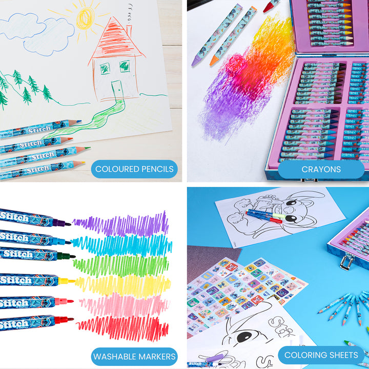 Disney Stitch Art Set for Kids 130+ Pieces  Colouring Pencils
