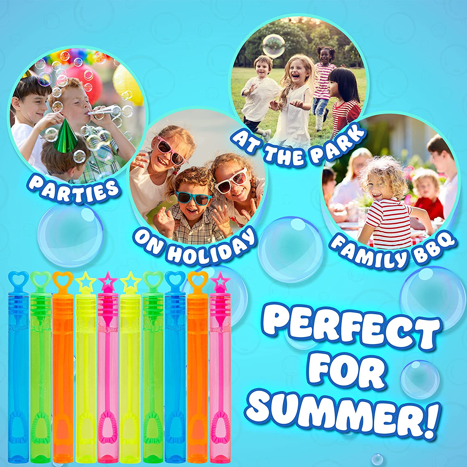 Bubble Wands for Kids with 5ml of Bubbles - 10 Bubble Wands - Get Trend