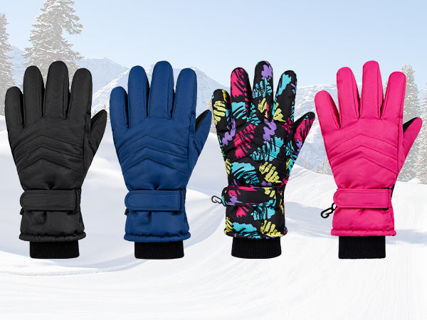 CityComfort Kids Skiing Gloves - Fleece Lined Touch Screen Gloves - Get Trend