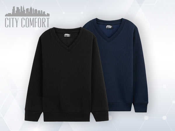 CityComfort V Neck Jumper for Kids, 1 Pack Plain Sweatshirt - Get Trend