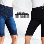 CityComfort Shorts - Jegging Denim Shorts for Women Knee Length - Get Trend