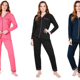 Womens Pyjamas Set - Classic Button Down Nightwear - Get Trend