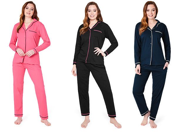 Womens Pyjamas Set - Classic Button Down Nightwear - Get Trend