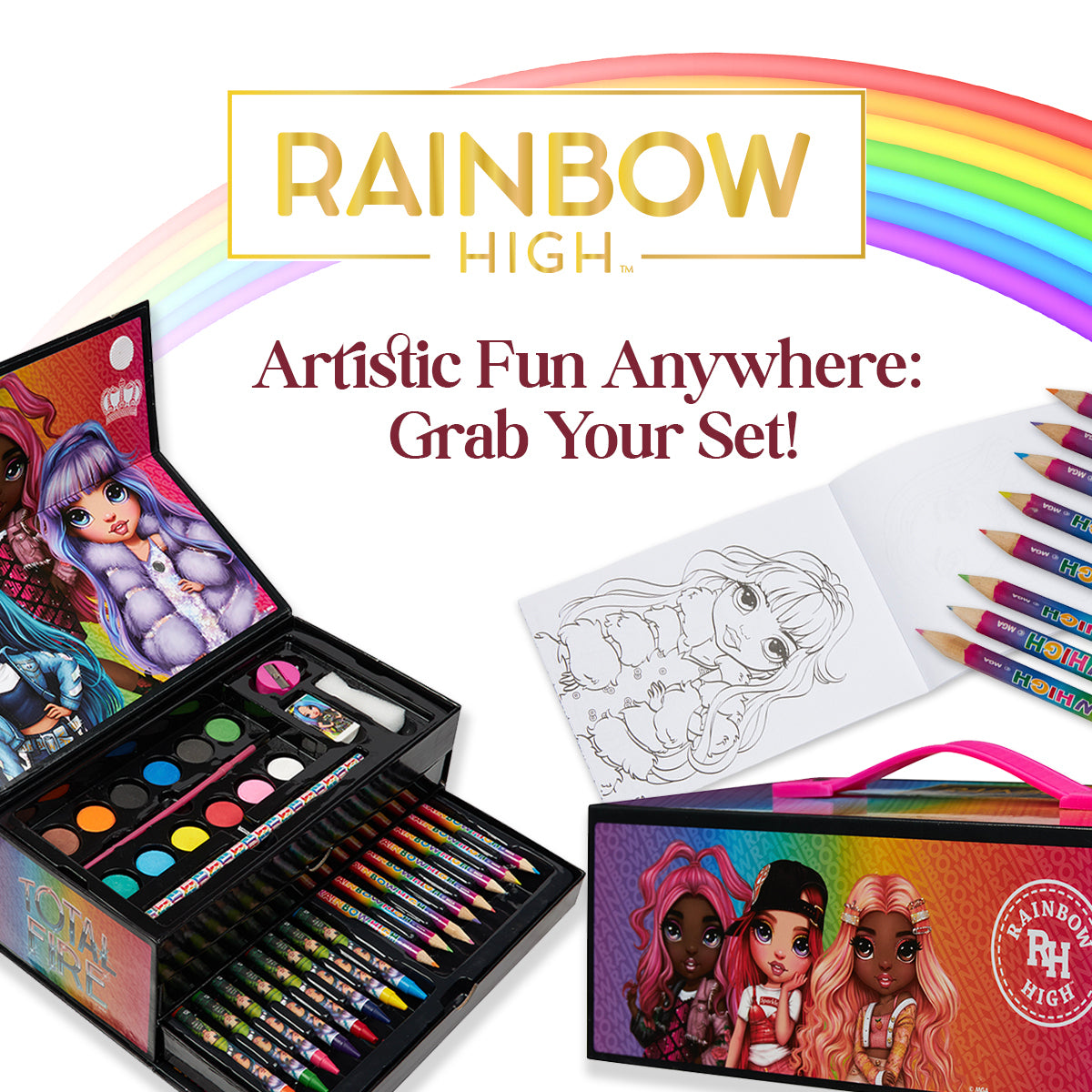Rainbow High Art Set Kids 40 Plus Pieces Kids Colouring Sets - Get Trend