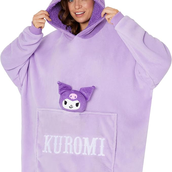 Hello Kitty Sanrio Blanket Hoodie Women Teens Kawaii Oversized Fleece Wearable Blanket - Get Trend