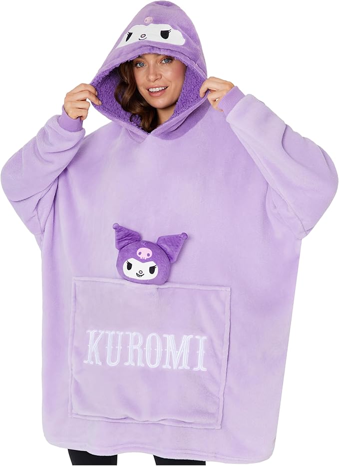 Hello Kitty Sanrio Blanket Hoodie Women Teens Kawaii Oversized Fleece Wearable Blanket - Get Trend