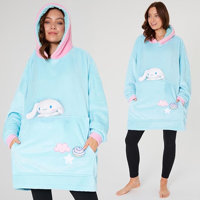 Hello Kitty Sanrio Blanket Hoodie Women Teens Kawaii Oversized Fleece Wearable Blanket - Get Trend