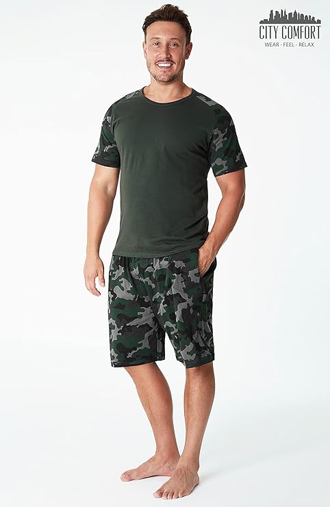 CityComfort Mens Pyjamas, Men's Short PJs, Lounge Wear Set for Men - Get Trend