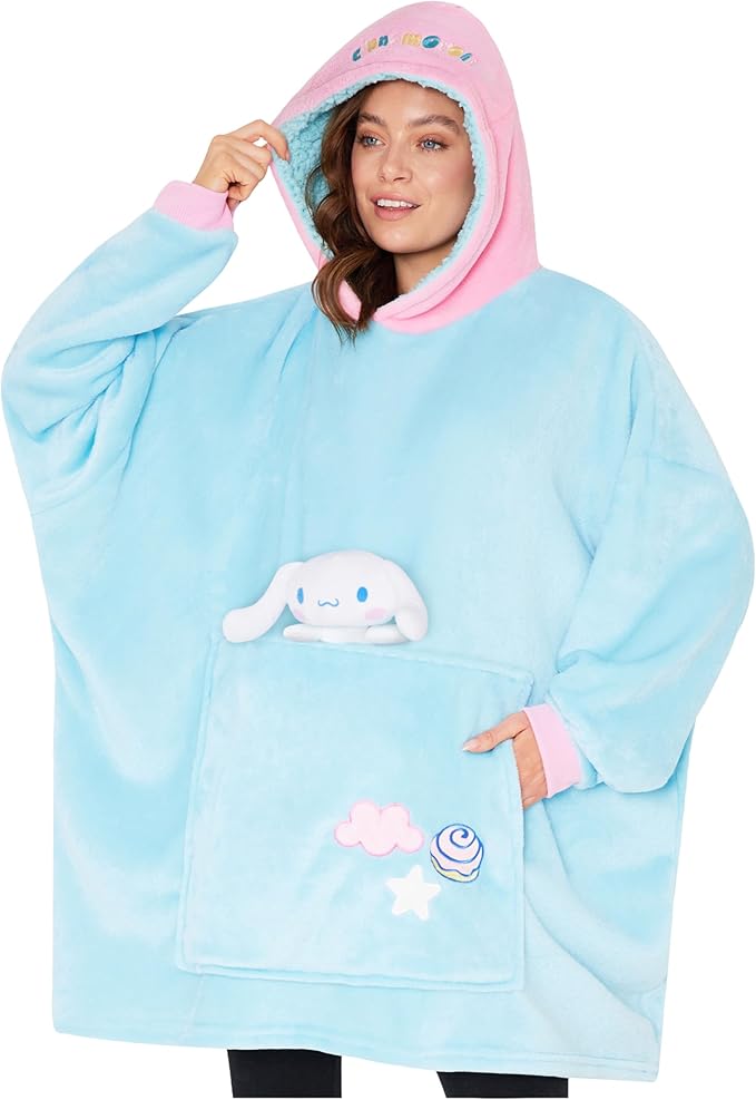 Hello Kitty Sanrio Blanket Hoodie Women Teens Kawaii Oversized Fleece Wearable Blanket - Get Trend