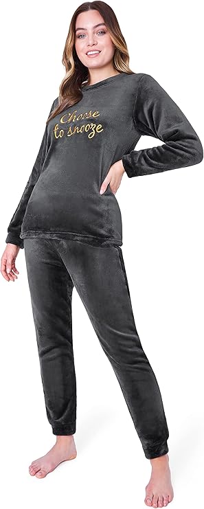 CityComfort Fleece Womens Pyjamas Set Long Sleeve Fluffy Loungewear Adults Teenagers, Winter PJs Warm Nightwear, Gifts for Her - Get Trend