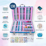 Disney Stitch Art Set for Kids 130+ Pieces Colouring Pencils Colouring Crayons Art Supplies