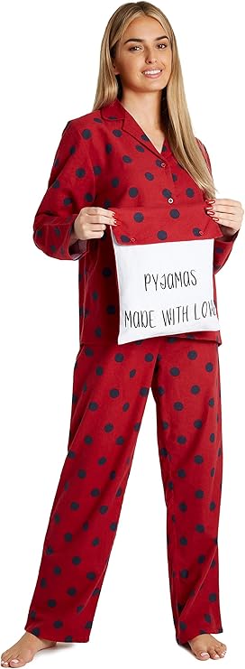 CityComfort Ladies Pyjamas, Button Up PJs for Women, Brushed Cotton Pyjama Set - Get Trend