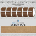 DECO EXPRESS Packaging Tape Dispenser Gun and 6 Rolls Parcel Tape Strong Brown - Get Trend