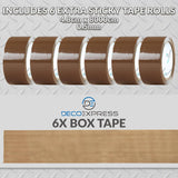 DECO EXPRESS Packaging Tape Dispenser Gun and 6 Rolls Parcel Tape Strong Brown - Get Trend