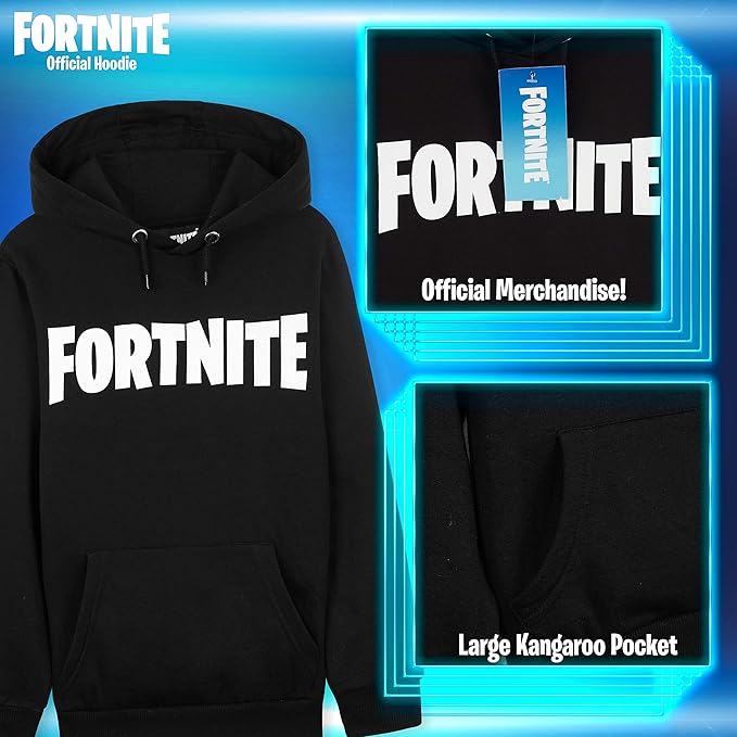 Fortnite Hoodie for Boys - Official Gaming Jumper Kids Clothes with Hood - Get Trend