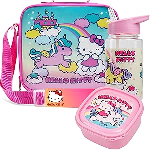 Get Trend Hello Kitty Lunch Bag Set for Kids Kawaii 3 Pcs with Snack Lunch Box - Get Trend