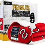 Get Trend Peanuts Snoopy Electric Blanket 130x160cm, Single Size Soft & Luxurious Sherpa Fleece Heated Blanket, 9 Heat Settings 12-Hour Auto-Off Timer (Red Snoopy, Throw UK) - Get Trend