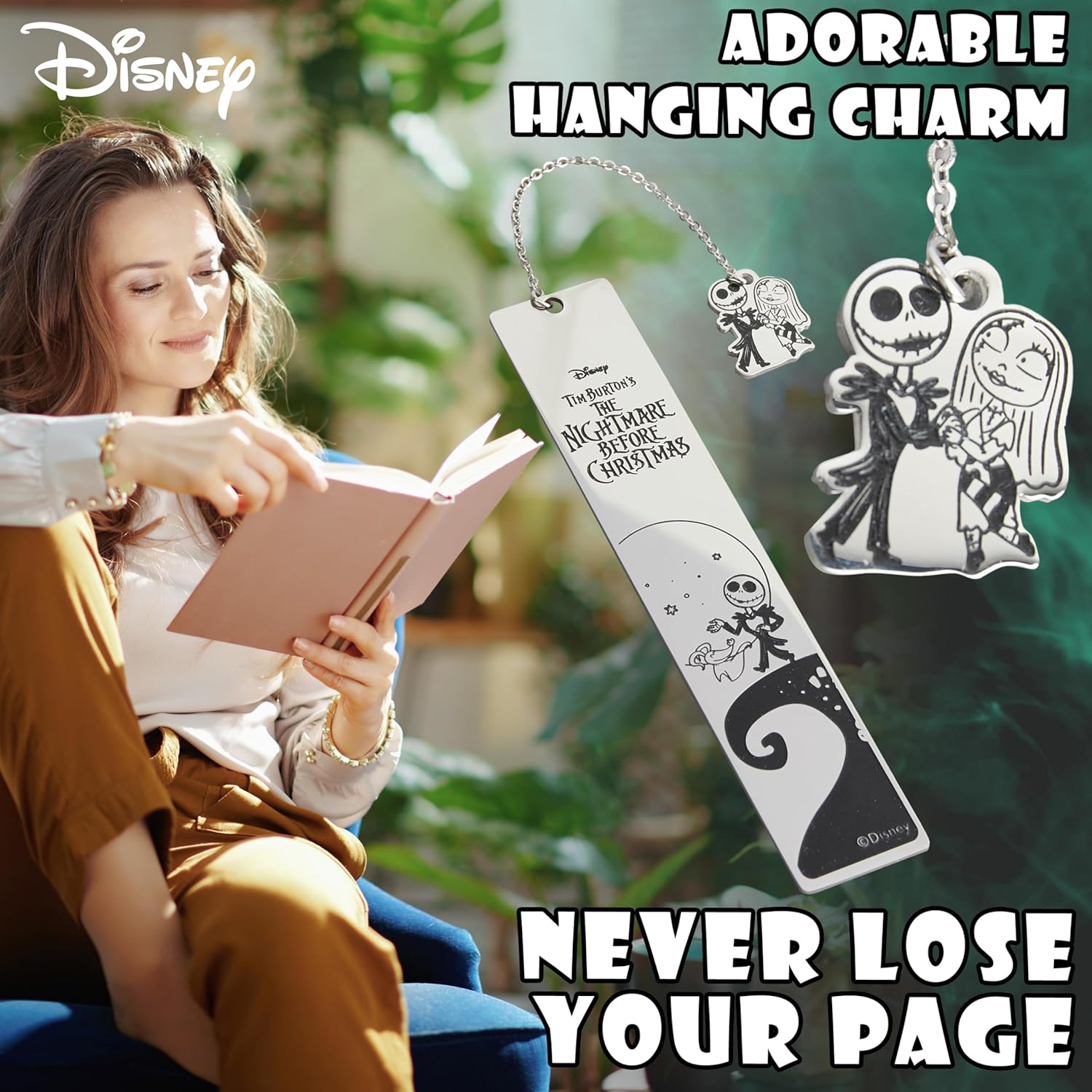 Disney Jack Skellington Bookmark with Gift Box Metal Page Markers Hanging Charm - Get Trend