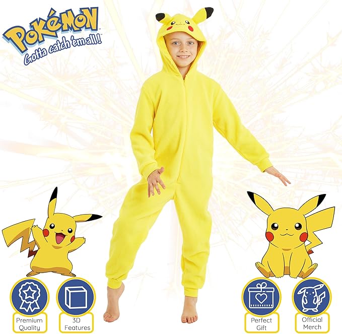 Pokemon Pikachu Onesies for Boys and Girls One Piece Kids Sleepsuit Jumpsuits Teenagers - Get Trend