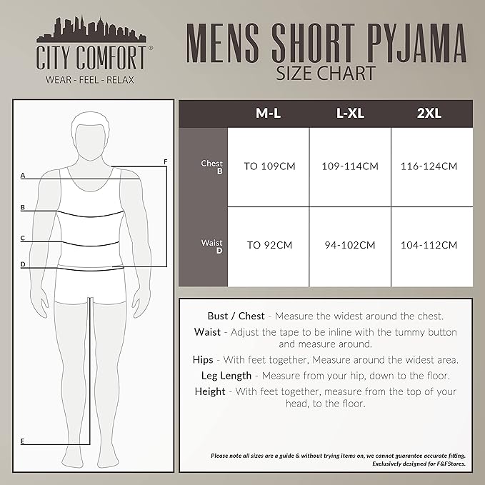 CityComfort Mens Pyjamas, Men's Short PJs, Lounge Wear Set for Men - Get Trend