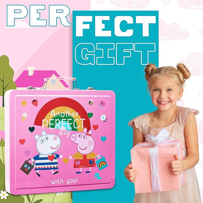 Peppa Pig Kids Art Set Crafts Drawing and Painting Sets for Children Travel Case 40 Plus Pieces - Get Trend