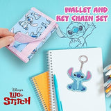 Disney Stitch Kids Wallet and Keyring Gift Set Cute Trifold Wallet with Coin Purse