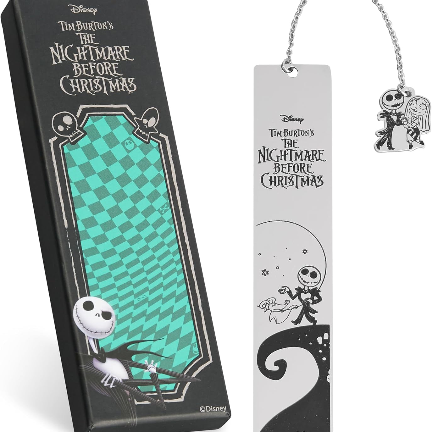 Disney Jack Skellington Bookmark with Gift Box Metal Page Markers Hanging Charm - Get Trend