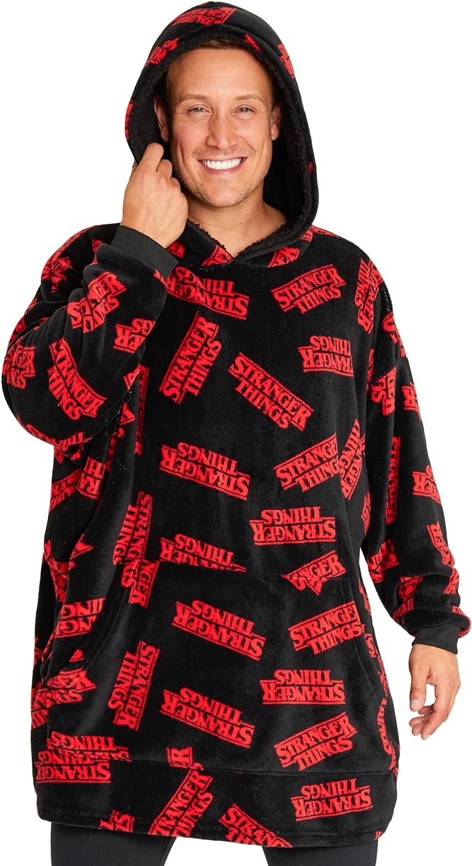 Stranger Things Blanket Hoodie for Men &  Women - Black & Red - Get Trend