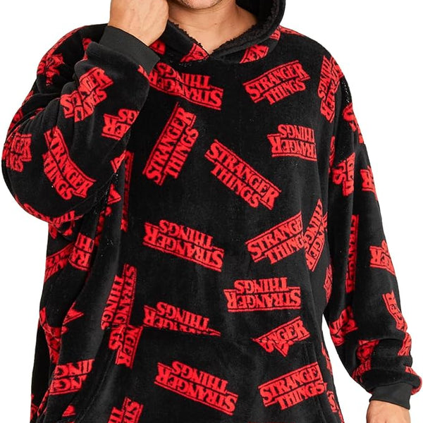 Stranger Things Blanket Hoodie for Men Women Black Red for sale