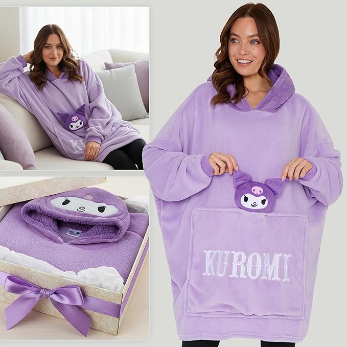 Hello Kitty Sanrio Blanket Hoodie Women Teens Kawaii Oversized Fleece Wearable Blanket - Get Trend