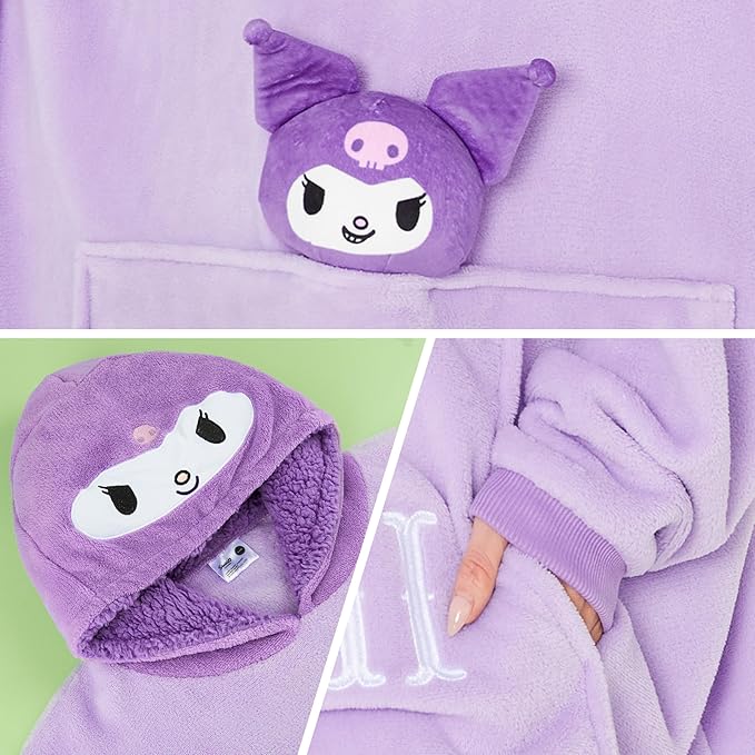Hello Kitty Sanrio Blanket Hoodie Women Teens Kawaii Oversized Fleece Wearable Blanket - Get Trend