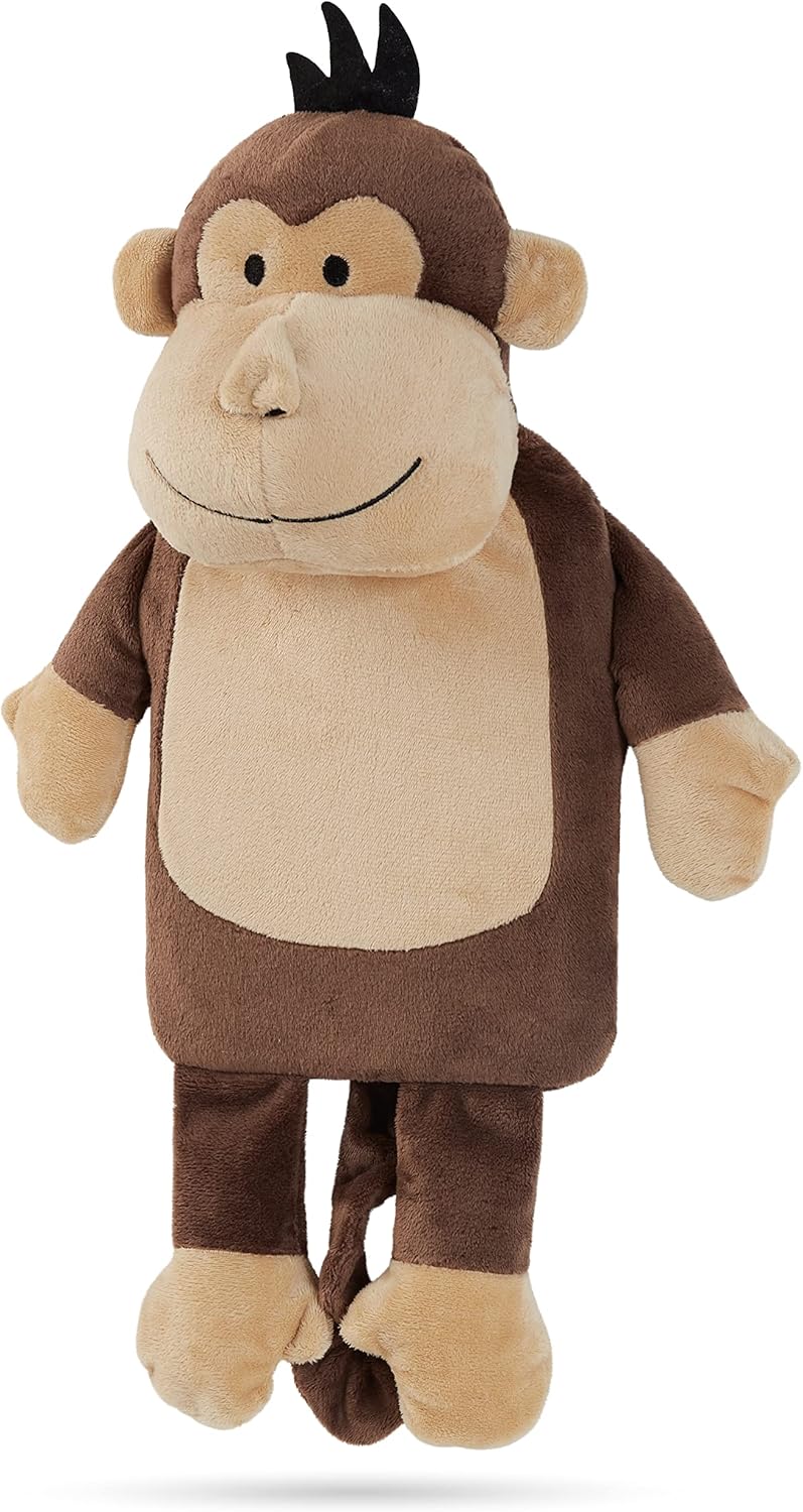 Hot Water Bottle with  Monkey Fleece Cover 1 Litre Capacity Natural Rubber Hot Water Bottle - Get Trend