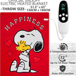 Get Trend Peanuts Snoopy Electric Blanket 150x200cm, Double Size Soft & Luxurious Sherpa Fleece Heated Blanket, 9 Heat Settings 12-Hour Auto-Off Timer (Red Snoopy, Double UK) - Get Trend