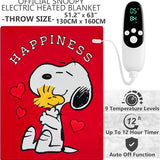 Get Trend Peanuts Snoopy Electric Blanket 150x200cm, Double Size Soft & Luxurious Sherpa Fleece Heated Blanket, 9 Heat Settings 12-Hour Auto-Off Timer (Red Snoopy, Double UK) - Get Trend
